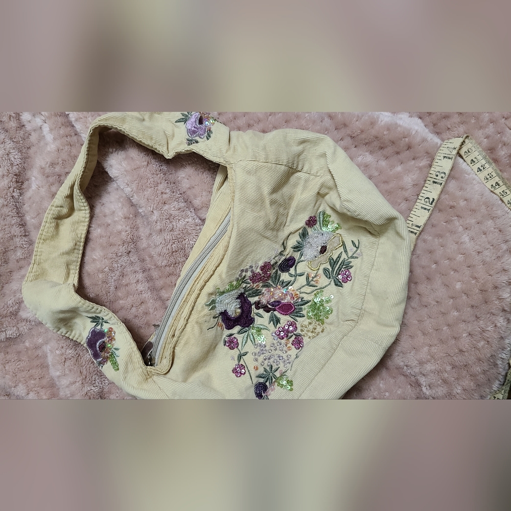 Vintage Embroidered Corduroy Purse